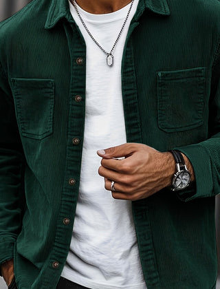 Men's Long-Sleeve Overshirt Button-Up Pocketed Casual Everyday Style