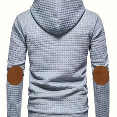 Men's Casual Waffle-Knit Hoodie Long Sleeve Relaxed Fit Everyday Wear