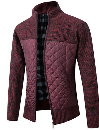 Men's Cardigan Jacket Stand-Up Collar Front Pockets Casual Layering