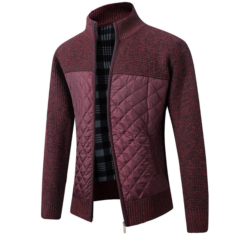 Men's Cardigan Jacket Stand-Up Collar Front Pockets Casual Layering