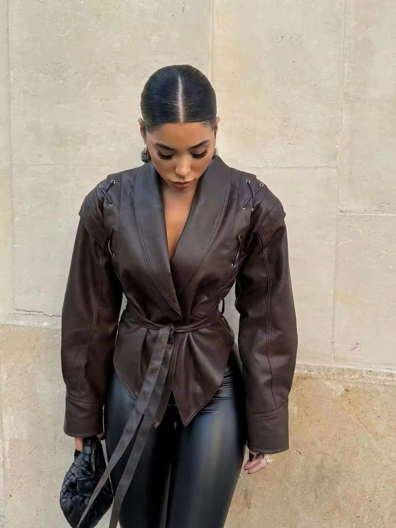 Women's Classic Biker Jacket Fitted Style Zipper Closure Casual Everyday