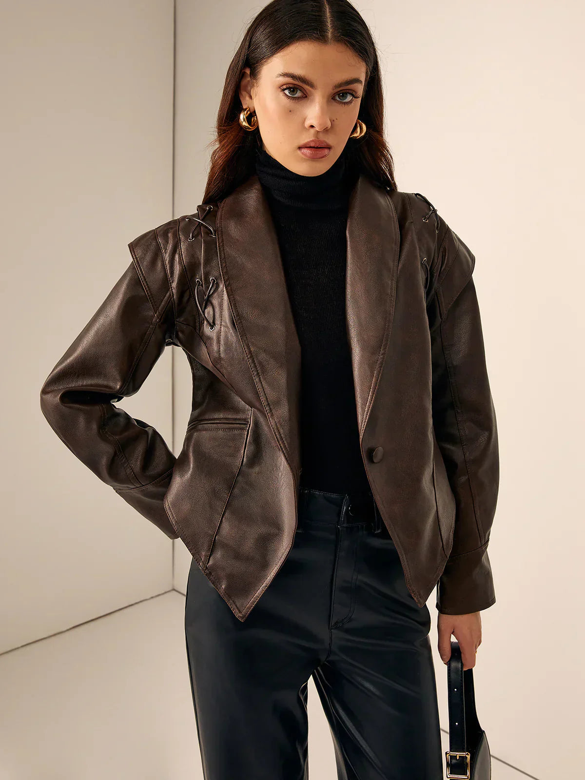 Women's Classic Biker Jacket Fitted Style Zipper Closure Casual Everyday