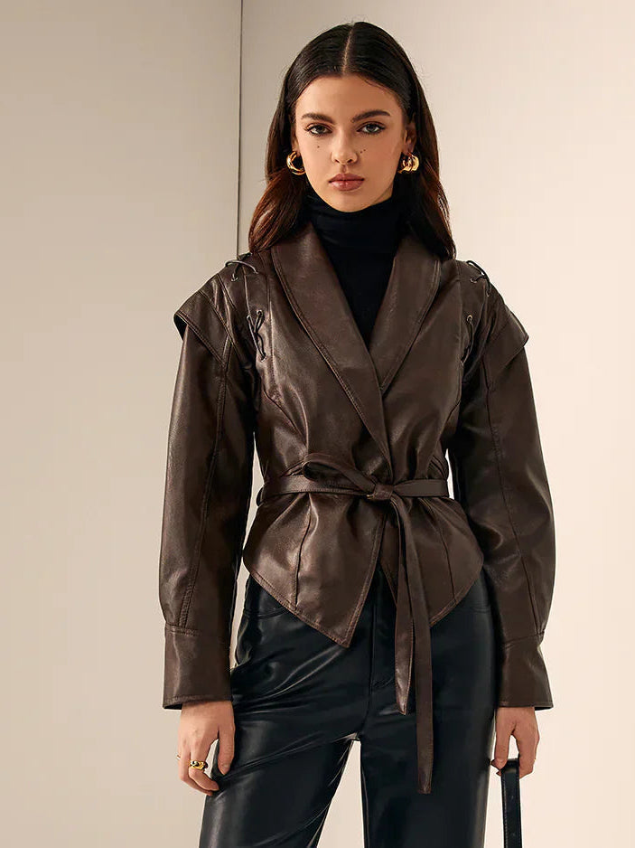 Women's Classic Biker Jacket Fitted Style Zipper Closure Casual Everyday