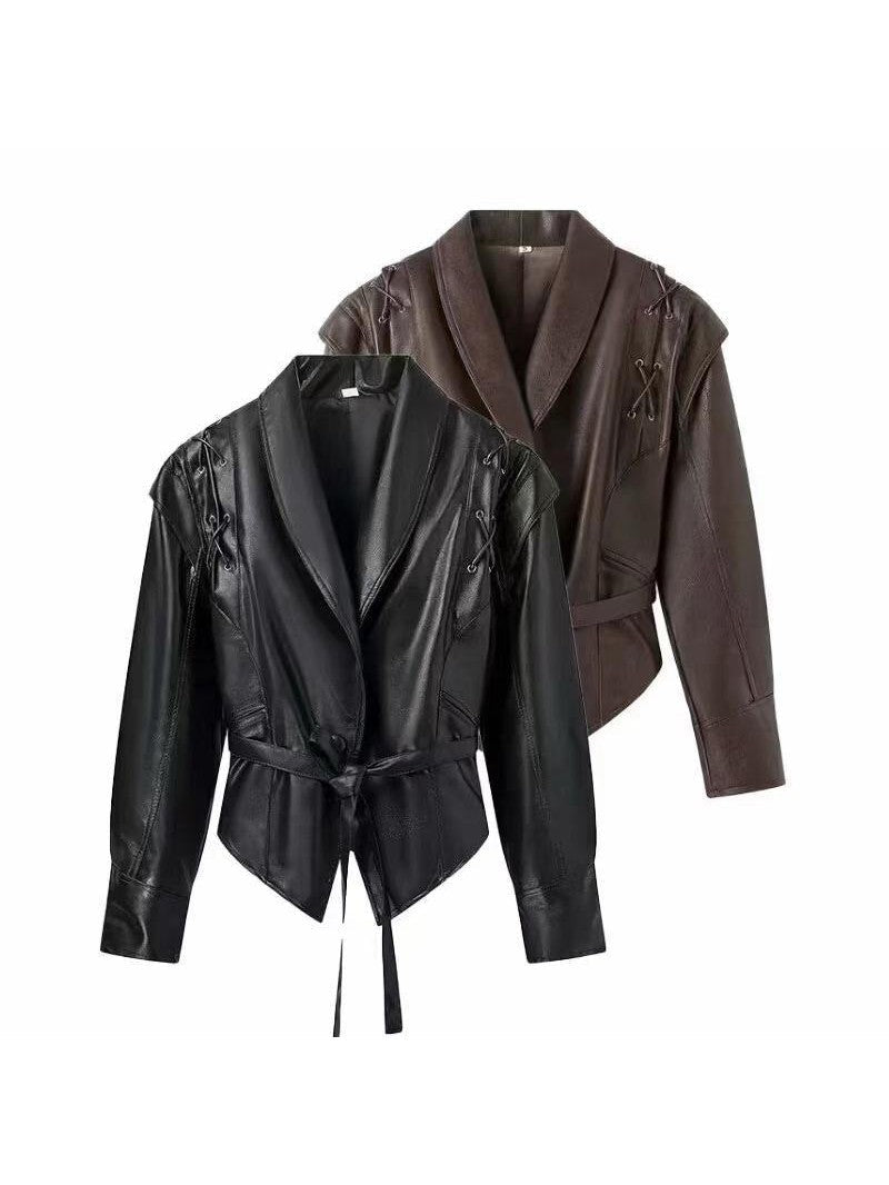 Women's Classic Biker Jacket Fitted Style Zipper Closure Casual Everyday