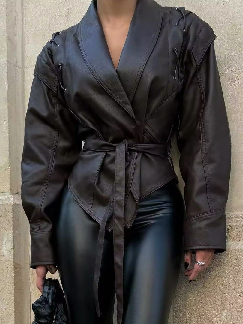 Women's Classic Biker Jacket Fitted Style Zipper Closure Casual Everyday