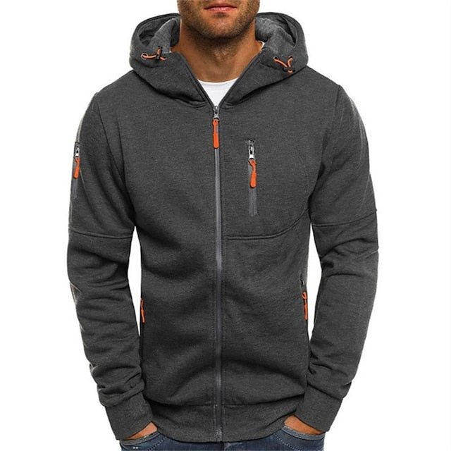 Men's Casual Zip-Up Hoodie Relaxed Fit Long Sleeve Everyday Layering