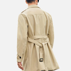 Men's Double-Breasted Trench Coat Long Sleeve Classic Fit Stylish Layering