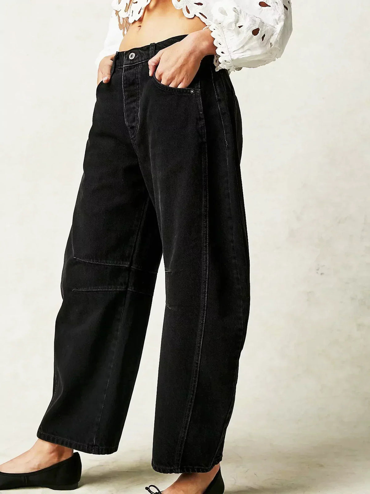 Women's Chic Barrel Jeans High-Waisted Relaxed Fit Casual Everyday Wear