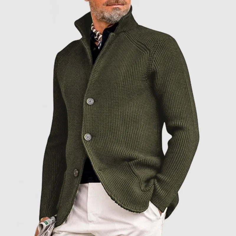 Men's Fine-Knit Cardigan Long Sleeve Button Closure Casual Layering