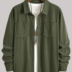 Men's Long-Sleeve Overshirt Button-Up Pocketed Casual Everyday Style