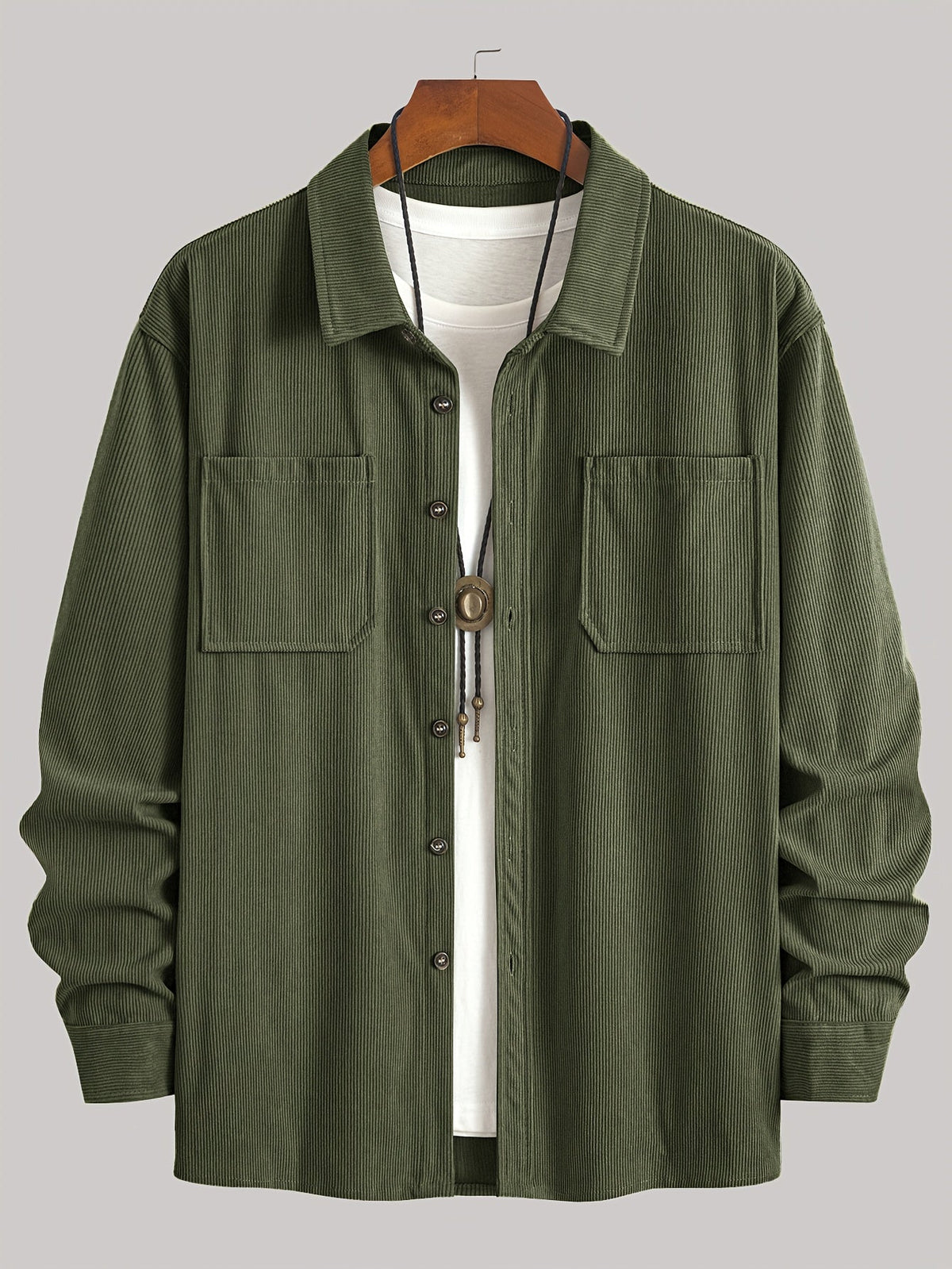 Men's Long-Sleeve Overshirt Button-Up Pocketed Casual Everyday Style
