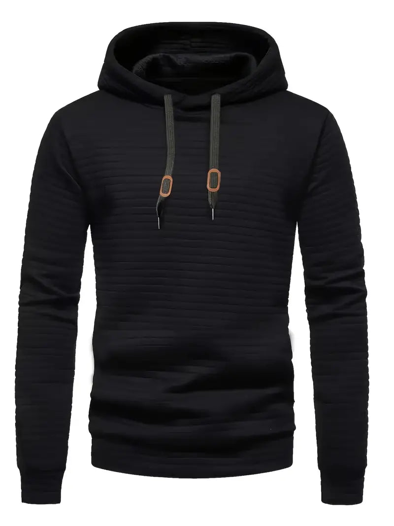 Men's Casual Waffle-Knit Hoodie Long Sleeve Relaxed Fit Everyday Wear