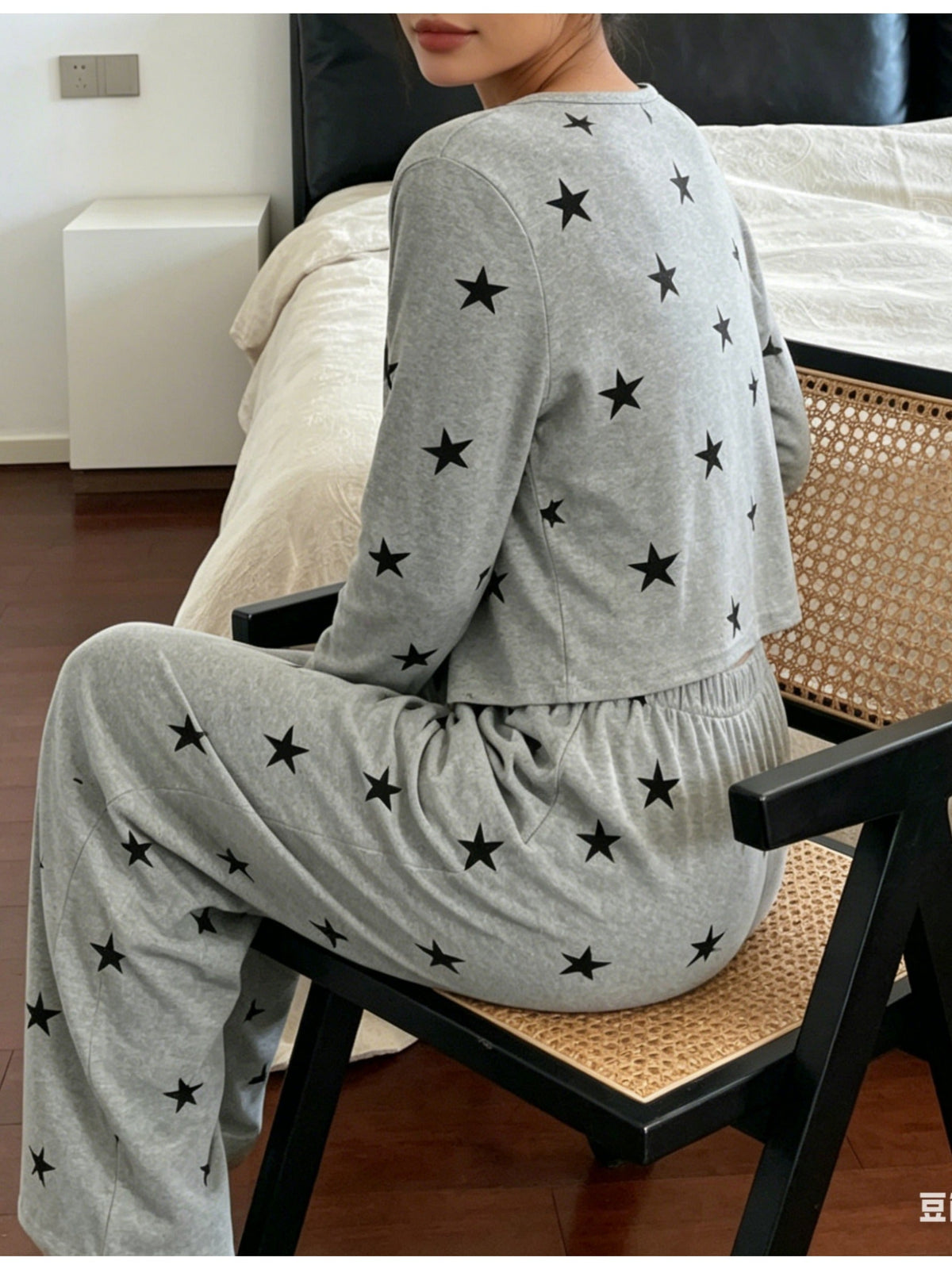 Women's Three Piece Pajama Set Long Sleeve Cardigan Round Neck Wide Leg Relaxed Style
