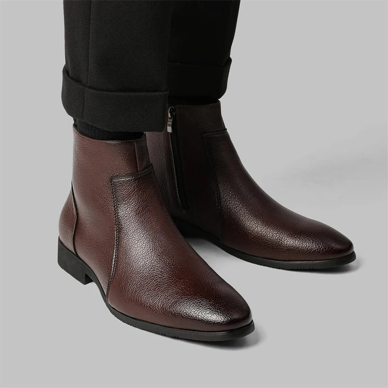 Men's Stylish Ankle Boots Zip Front Smart Design Versatile Everyday