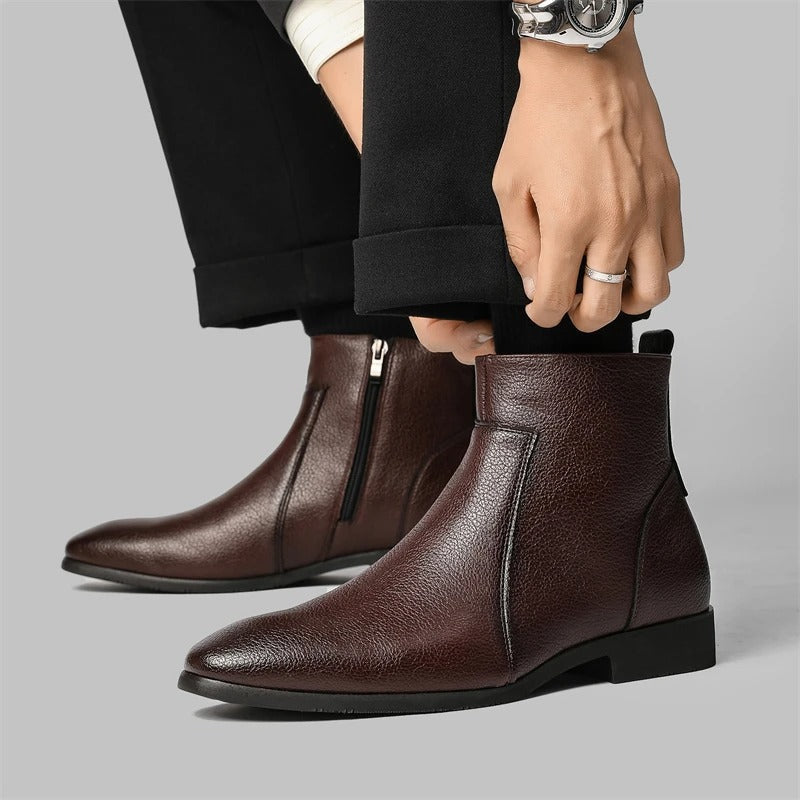 Men's Stylish Ankle Boots Zip Front Smart Design Versatile Everyday