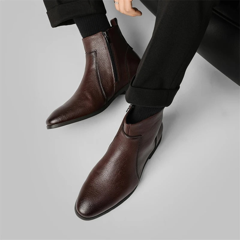 Men's Stylish Ankle Boots Zip Front Smart Design Versatile Everyday