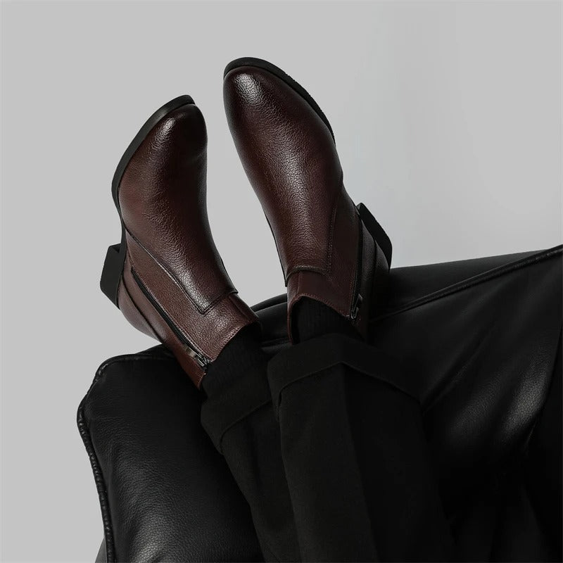 Men's Stylish Ankle Boots Zip Front Smart Design Versatile Everyday