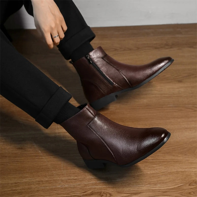 Men's Stylish Ankle Boots Zip Front Smart Design Versatile Everyday