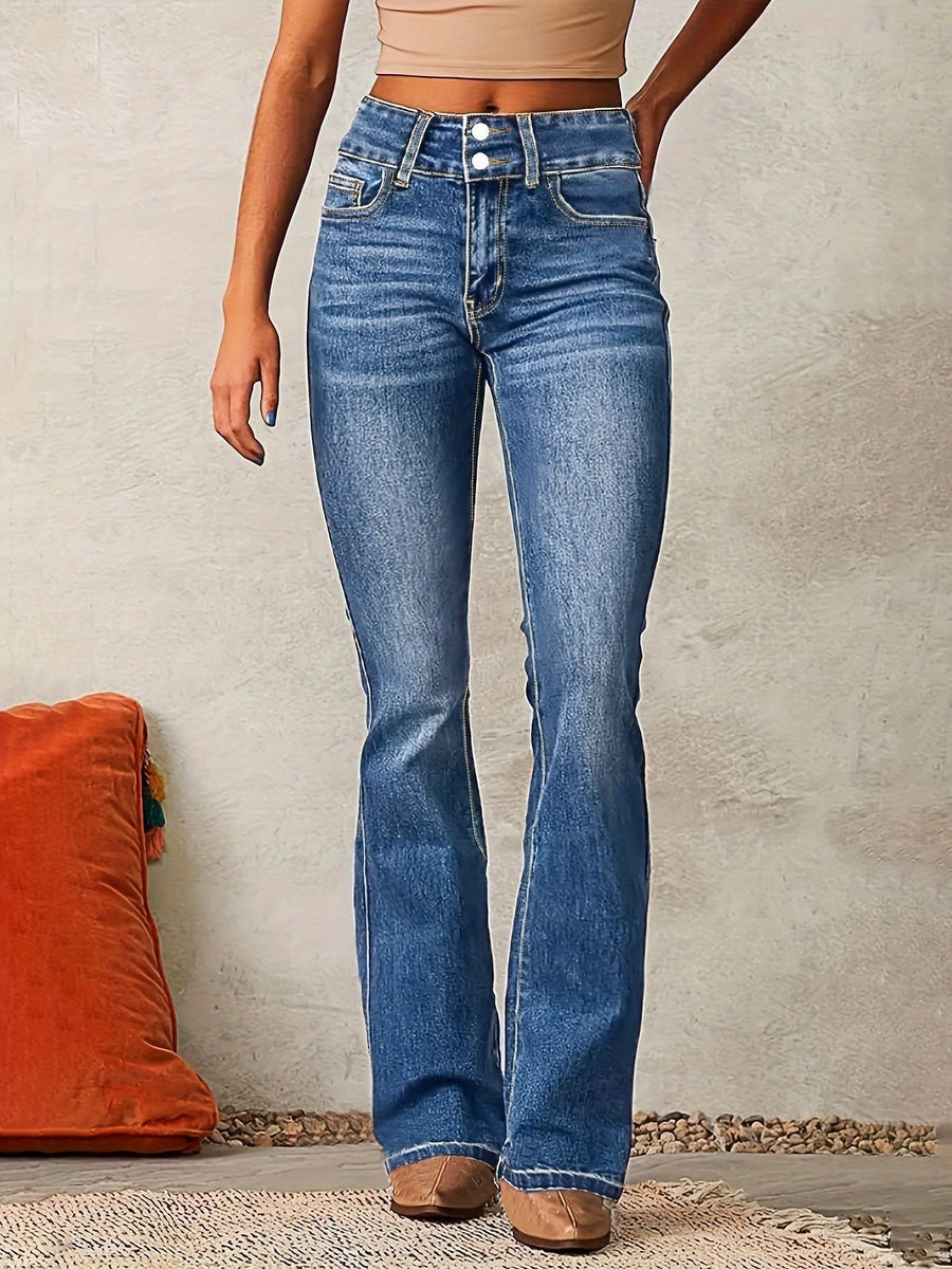 Women's High-Waisted Flared Pants Tailored Fit Casual Everyday Chic