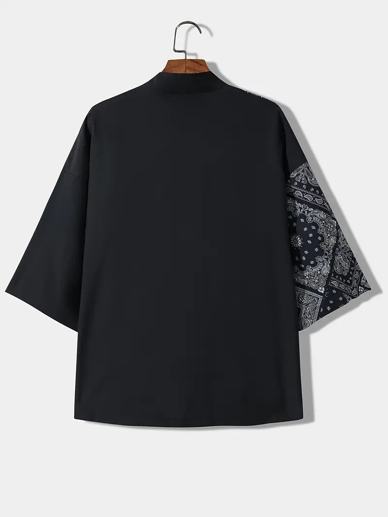 Men's Kimono Cardigan Open Front Relaxed Fit Casual Layering