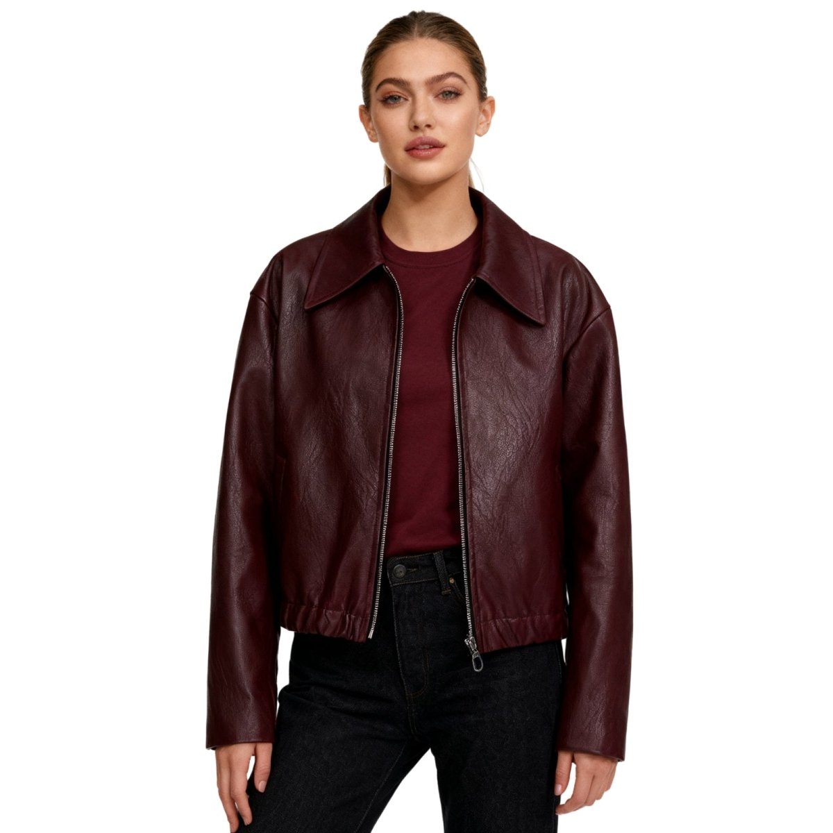 Women's Oversized Leather Jacket Curated Editorial Design Relaxed Fit Casual