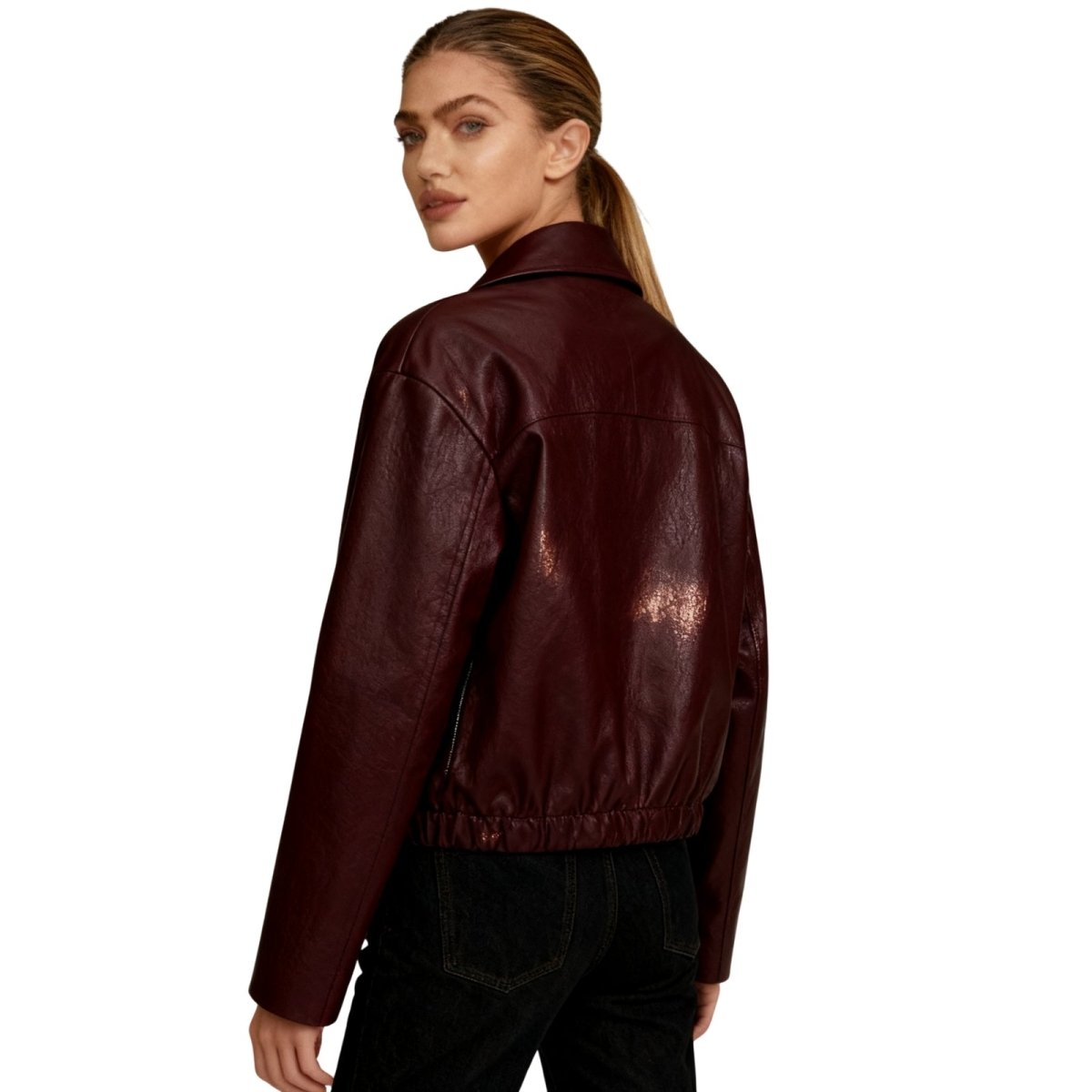 Women's Oversized Leather Jacket Curated Editorial Design Relaxed Fit Casual