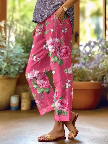 Women's Casual Floral Print Pants Relaxed Fit Everyday Stylish Wear