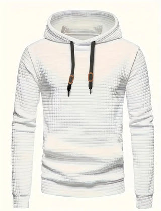 Men's Casual Waffle-Knit Hoodie Long Sleeve Relaxed Fit Everyday Wear