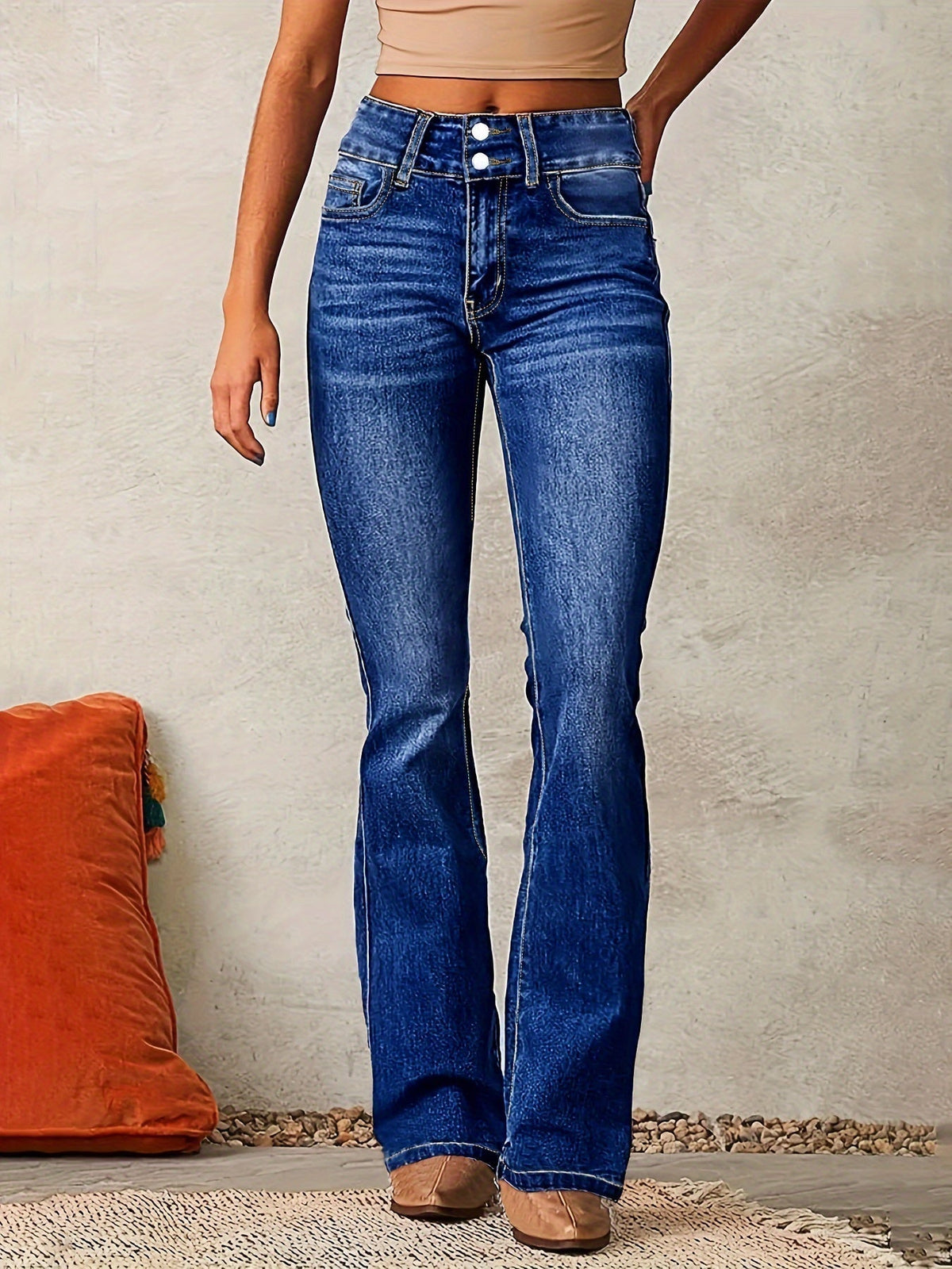 Women's High-Waisted Flared Pants Tailored Fit Casual Everyday Chic