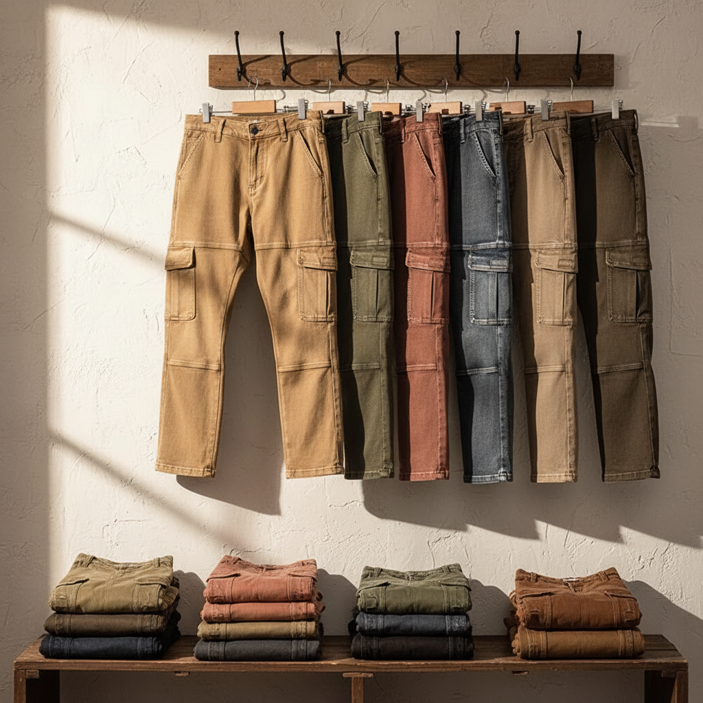 Men's Cargo Fit Utility Jeans Relaxed Style Versatile Everyday Wear