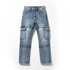 Men's Cargo Fit Utility Jeans Relaxed Style Versatile Everyday Wear