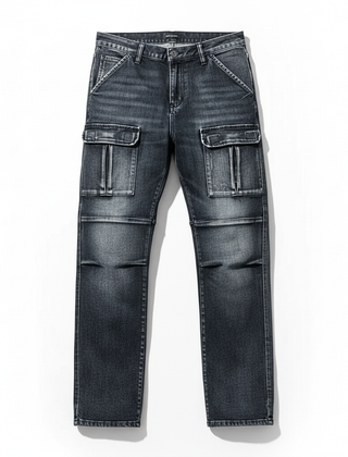 Men's Cargo Fit Utility Jeans Relaxed Style Versatile Everyday Wear