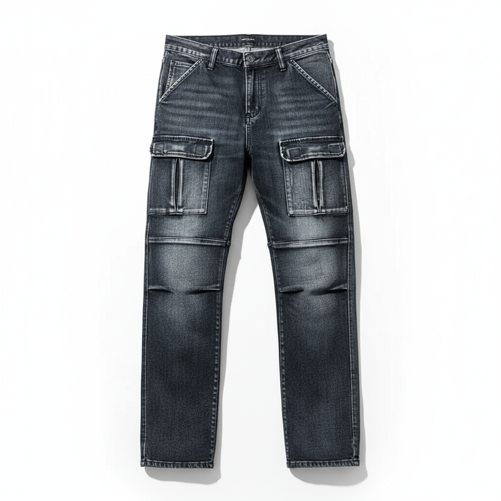 Men's Cargo Fit Utility Jeans Relaxed Style Versatile Everyday Wear