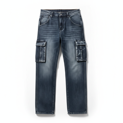 Men's Cargo Fit Utility Jeans Relaxed Style Versatile Everyday Wear