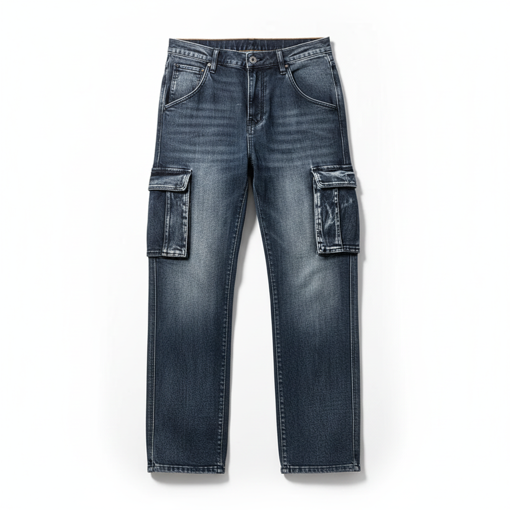 Men's Cargo Fit Utility Jeans Relaxed Style Versatile Everyday Wear