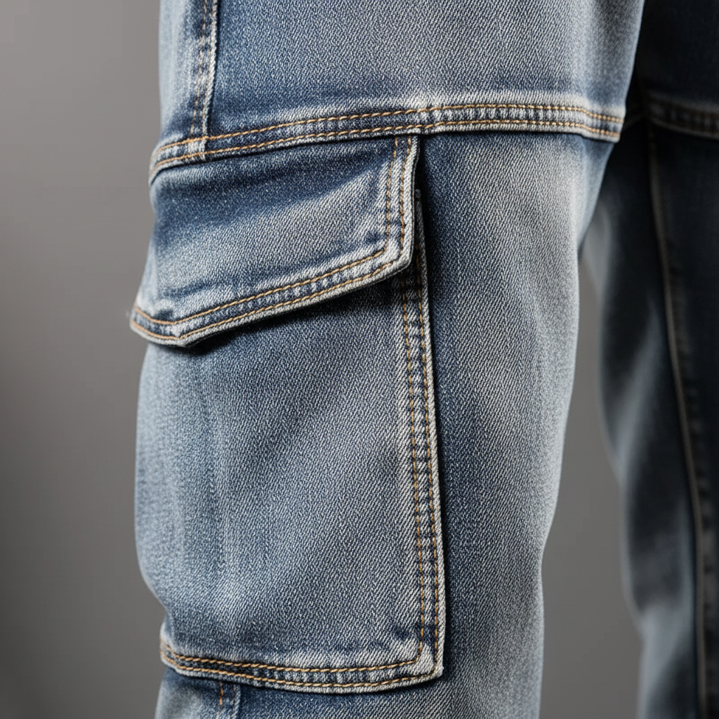Men's Cargo Fit Utility Jeans Relaxed Style Versatile Everyday Wear