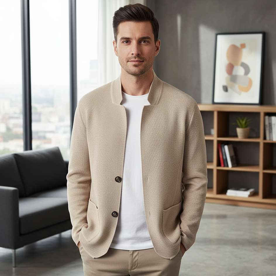 Men's Smart Wool Blend Jacket Tailored Fit Long Sleeve Button-Up Stylish Everyday