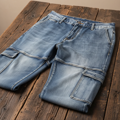 Men's Cargo Fit Utility Jeans Relaxed Style Versatile Everyday Wear