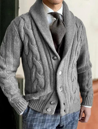 Men's Knitted Cardigan Regular Fit Long Sleeve Open Front Casual Layering