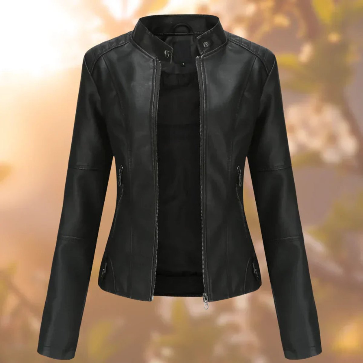 Women's High-Neck Zip-Up Jacket Fitted Effortless Casual Everyday Stylish