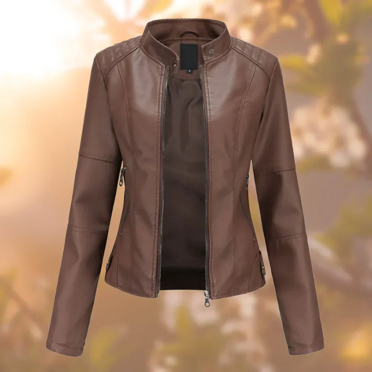 Women's High-Neck Zip-Up Jacket Fitted Effortless Casual Everyday Stylish