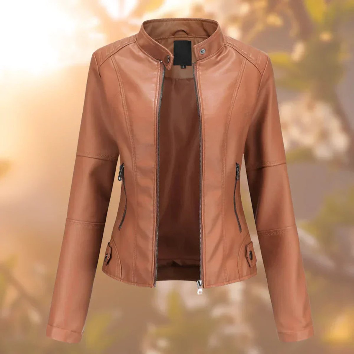 Women's High-Neck Zip-Up Jacket Fitted Effortless Casual Everyday Stylish