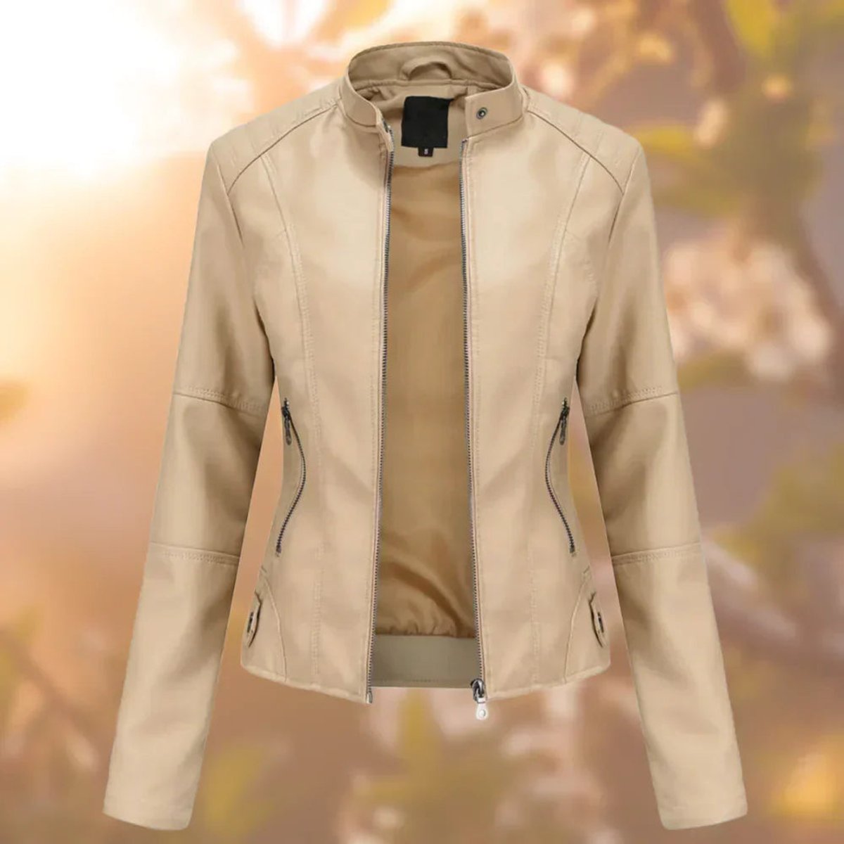 Women's High-Neck Zip-Up Jacket Fitted Effortless Casual Everyday Stylish