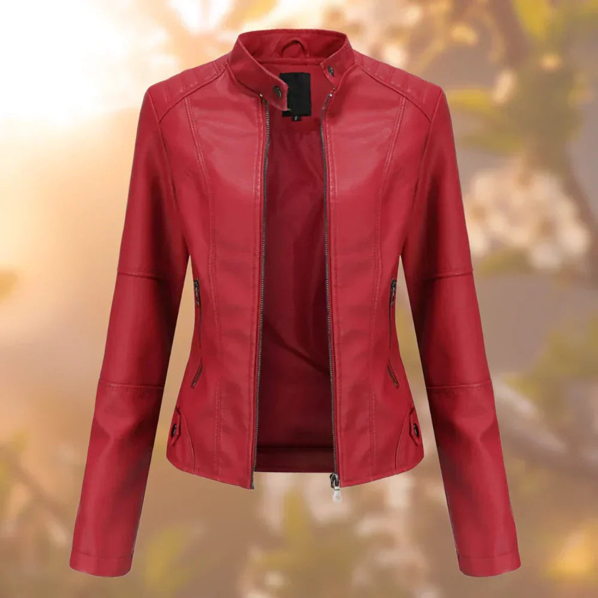 Women's High-Neck Zip-Up Jacket Fitted Effortless Casual Everyday Stylish