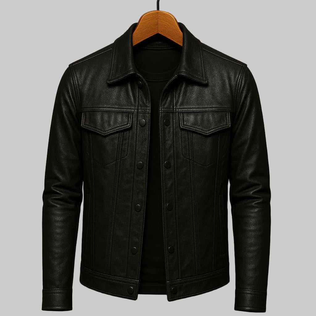 Men's Classic Biker Jacket Slim Fit Zip Front Asymmetrical Style Everyday