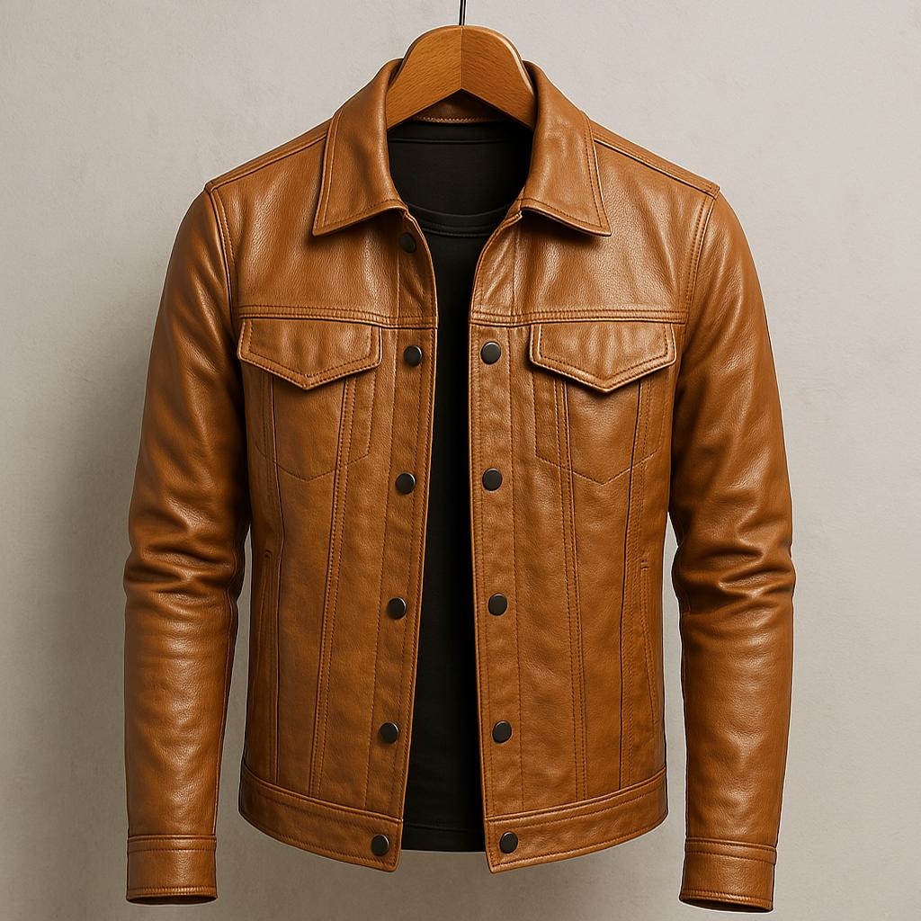Men's Classic Biker Jacket Slim Fit Zip Front Asymmetrical Style Everyday