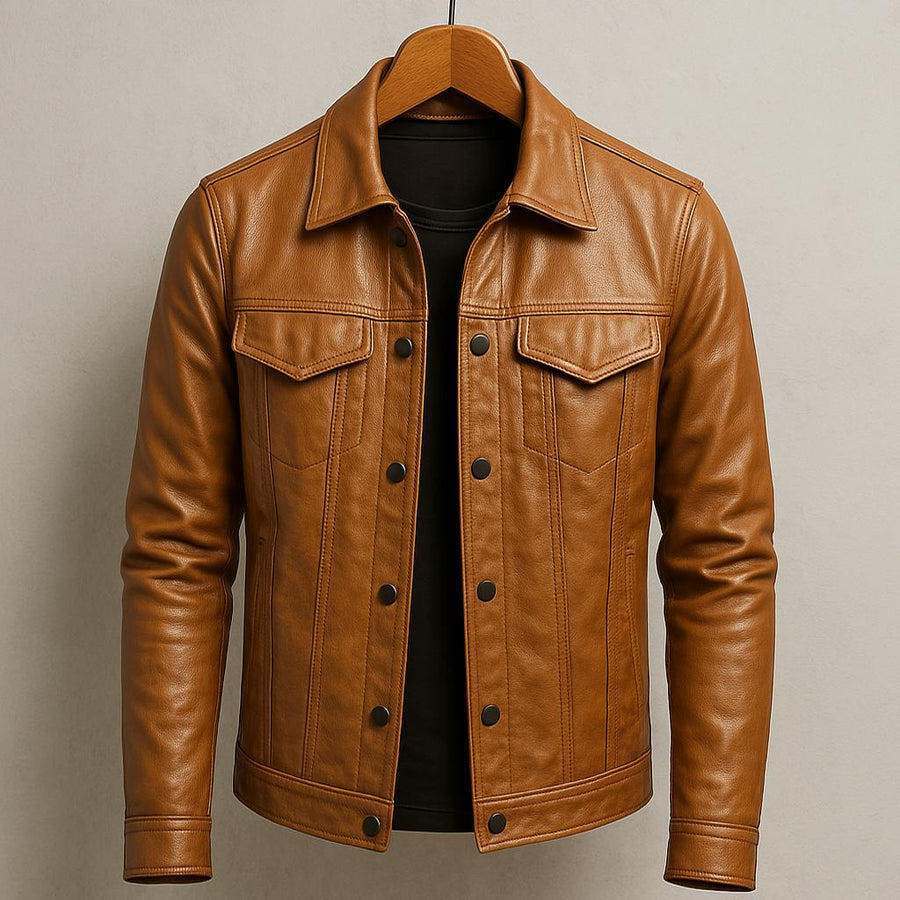 Men's Classic Biker Jacket Slim Fit Zip Front Asymmetrical Style Everyday