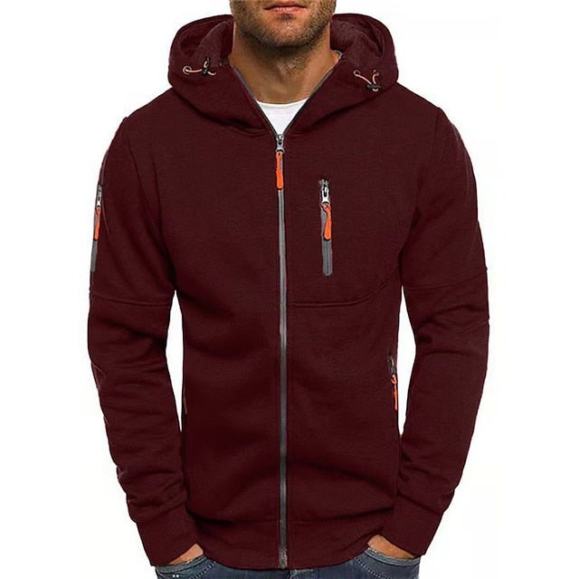 Men's Casual Zip-Up Hoodie Relaxed Fit Long Sleeve Everyday Layering