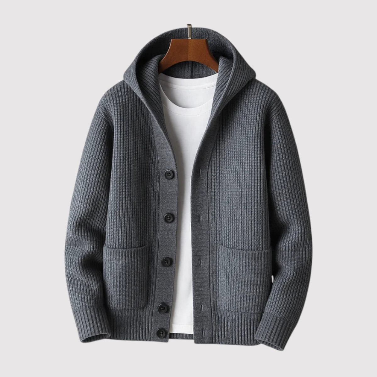Men's Soft Hooded Cardigan Relaxed Fit Long Sleeve Open Front Cozy
