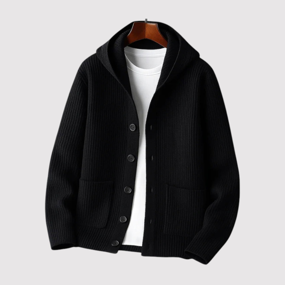 Men's Soft Hooded Cardigan Relaxed Fit Long Sleeve Open Front Cozy